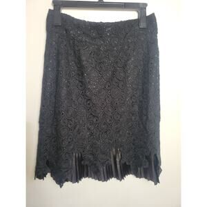 Leifsdottir Anthropologie Black Lace Eyelet Overlay Skirt NEW with TAGS Size 6